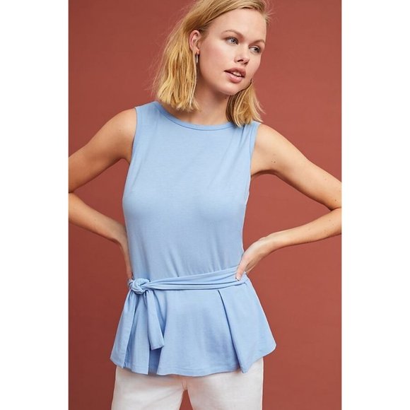 Ett Twa Anthropologie Norwich Blue Tied Tank Top Shirt Wrap XS New Sleeveless - Picture 1 of 3